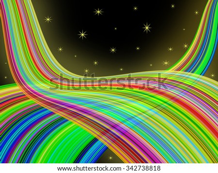 Rainbow waved stripes with star background