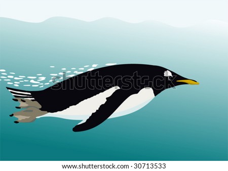 stock vector : swimming penguin