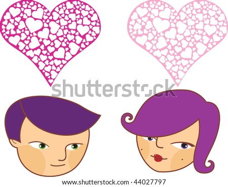 stock vector : Cartoon boy and girl in love