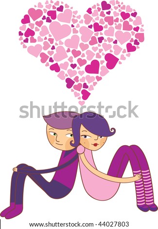 cartoon girl and boy hugging. Cartoon Girl And Boy Love.