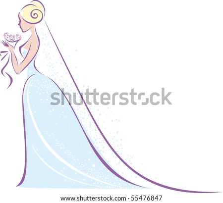 stock vector Beautiful bride with a wedding bouquet