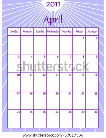 Calendar April 2011 on April 2011 Calendar Stock Vector 57017336   Shutterstock