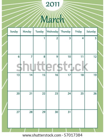March 2011 Calendar on March 2011 Calendar Stock Vector 57017384   Shutterstock