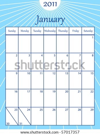 January 2011 Calendar Vertical. January 2011 Calendar