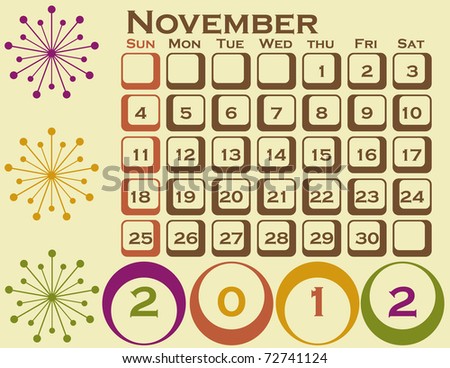 november 2012 calendar. stock photo : Raster 2012