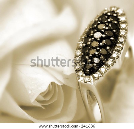 Diamond Ring with White and Black Diamonds