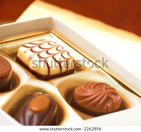 Box of chocolates in a warm light