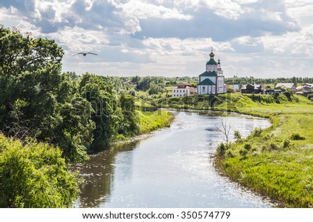Church of Elijah the Prophet on Ivanova mountain or Elias Church - Orthodox church in Suzdal, on the banks of the Kamenka River, Russia. Gold ring of Russia.