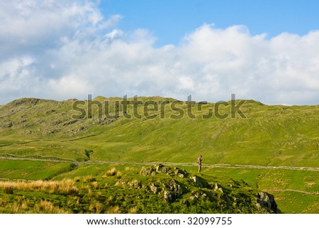 Person alone on hills, Lake District