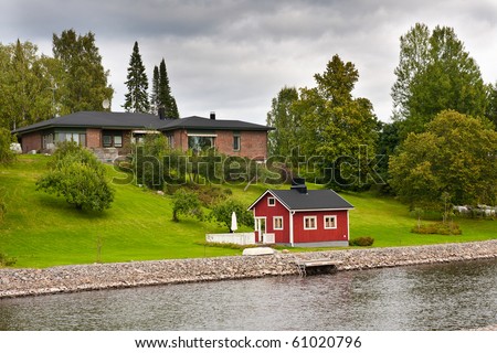 Luxury house in finland with sauna near the river.