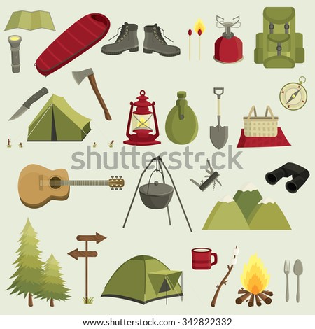 Camping set. Recreation, traveling