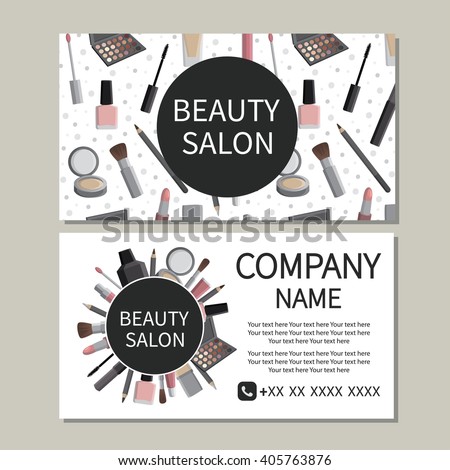 Beauty salon. Beauty, makeup, care. Cute design of business cards for beauty salon. Vector design