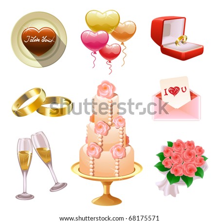 Stock vector vector collection of wedding and valentinesrelated objects