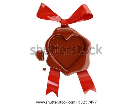 Seal wax heart red ribbon