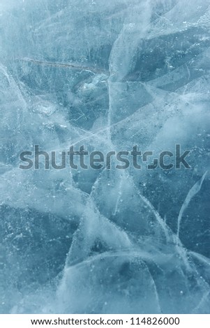 Ice with abstract breaks on Lake Baikal