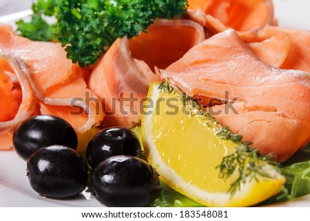 Pieces of fresh-frozen fish ready to eating