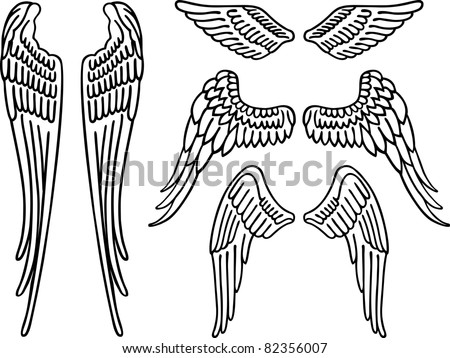 stock vector Angel wings isolated on white