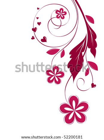 Pink Flower Branch On White Background Stock Vector Illustration