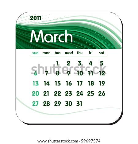 2011 Calendar Of March. stock vector : 2011 Calendar.