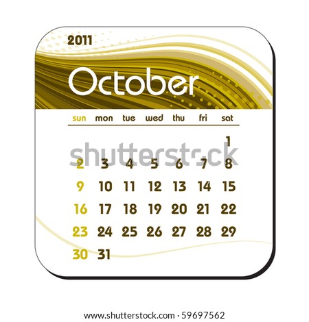 calendar for october 2011. stock vector : 2011 Calendar.
