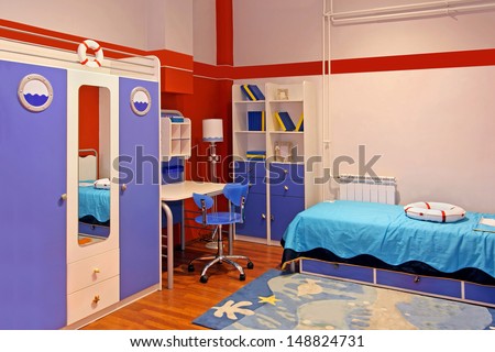 Child room interior with marine theme