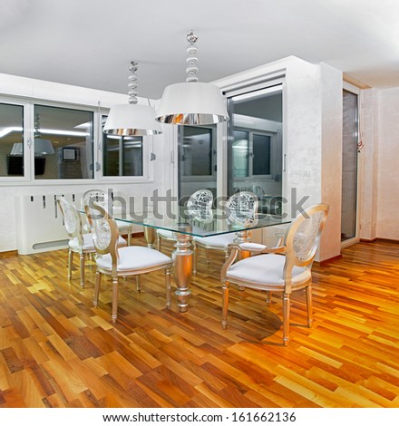 Luxury elegant dining room interior with modern furniture