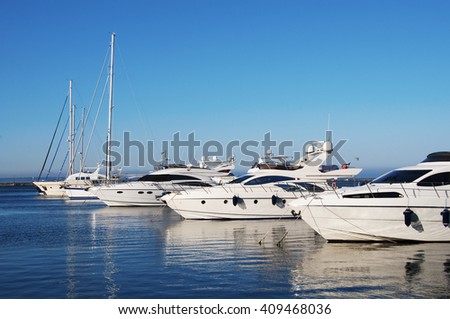 White yachts in the port