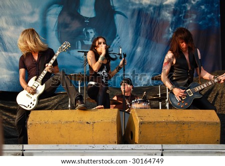 BUCHAREST, ROMANIA - August 4 : Lauren Harris performs as an opening act for Iron Maiden at Cotroceni Stadium August 4, 2008 in Bucharest.