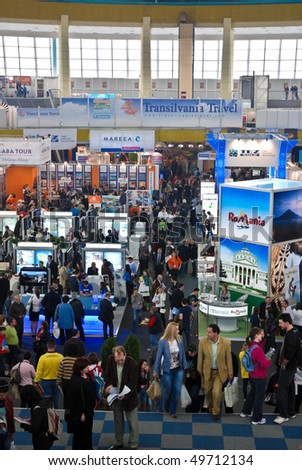 BUCHAREST - MARCH 28 : People at the International Tourism Fair at Romexpo March 28, 2010 in Bucharest, Romania