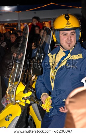 MALAGA, SPAIN - JANUARY 6: Magic Kings Parade (Los Reyes Magos) on January 6, 2010 in Malaga, Spain,. Los Reyes Magos is the Spanish equivalent to Christmas, the gifts being offered by the three wise men.