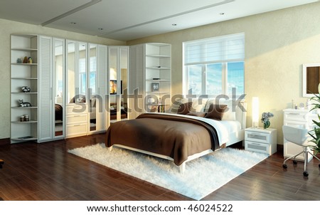 Design  Bedroom on Luxurious Bedroom  Interior Design Idea  Modern Style  Stock Photo