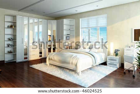 A luxurious bedroom. Interior design idea. Modern style.