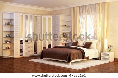 A luxurious bedroom. Interior design idea. Modern style.