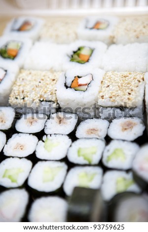 Delicious sushi set studio shot