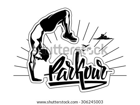 Male parkour is doing a hand stand
