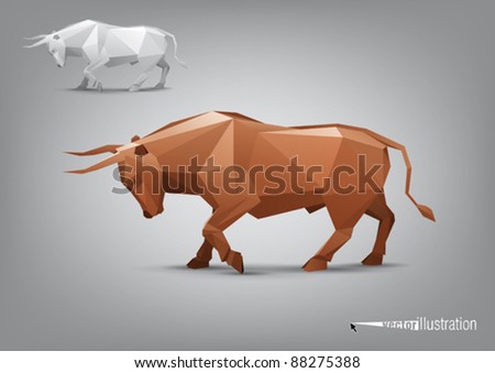 Vector angry bull stylized triangle polygonal model Vector angry bull stylized triangle polygonal model