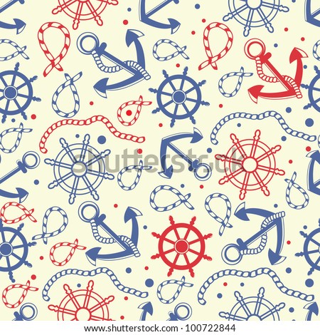 Vintage Wallpaper Backgrounds on Red And Navy Seamless Background With Anchor  Ropes  Wheel  Marine