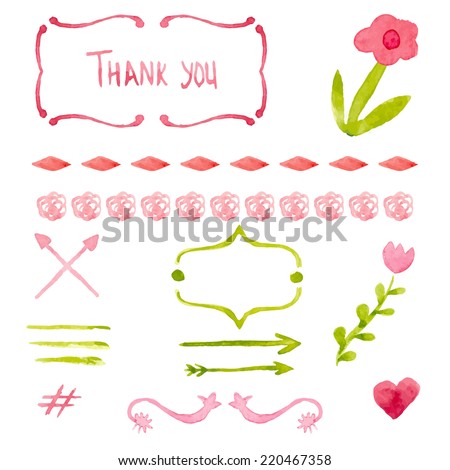 Watercolor drawing elements for scrapbooking or other design Vector illustration Watercolor drawing elements for scrapbooking or other design Vector illustration