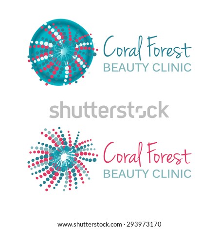 Vector illustration with coral symbol. Logo design. For beauty salon, spa center, health clinic