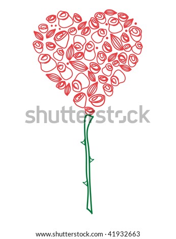 Rose and Heart Drawings Illustration imageshutterstockcom