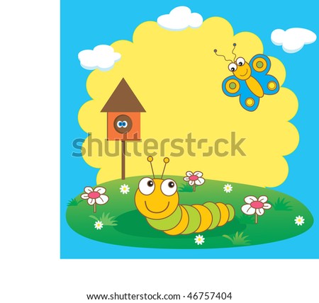 stock vector : Cute spring cute caterpillar cartoon. stock vector : Cute spring