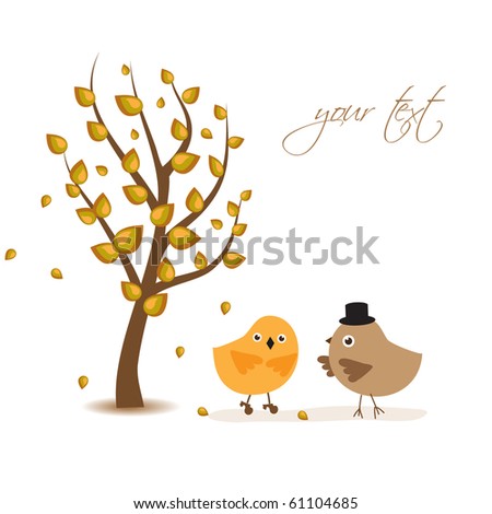 dates tree vector. stock vector : Romantic autumnal date under the tree