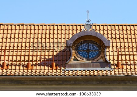 Red tiled roof and dormer window