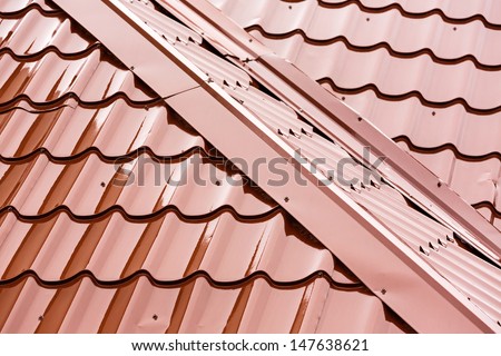 New red tiled roof at rain