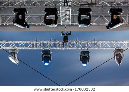 Structures of stage illumination spotlights equipment and projectors