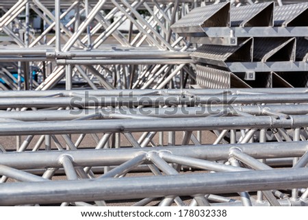 Set of metal trusses and equipment for mounting outdoor stage