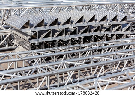 Set of metal trusses and equipment for mounting outdoor stage