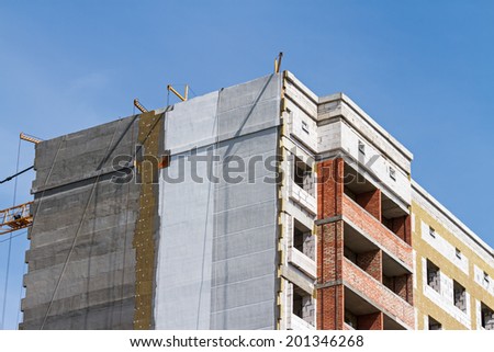 Modern apartment construction site with thermal protection