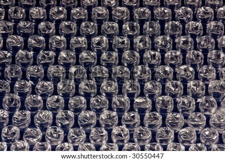 plastic protective bubble wrap on a blue background