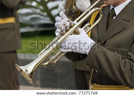 Trumpet player in a military band